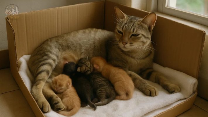 chăm sóc mèo sau khi đỡ đẻ